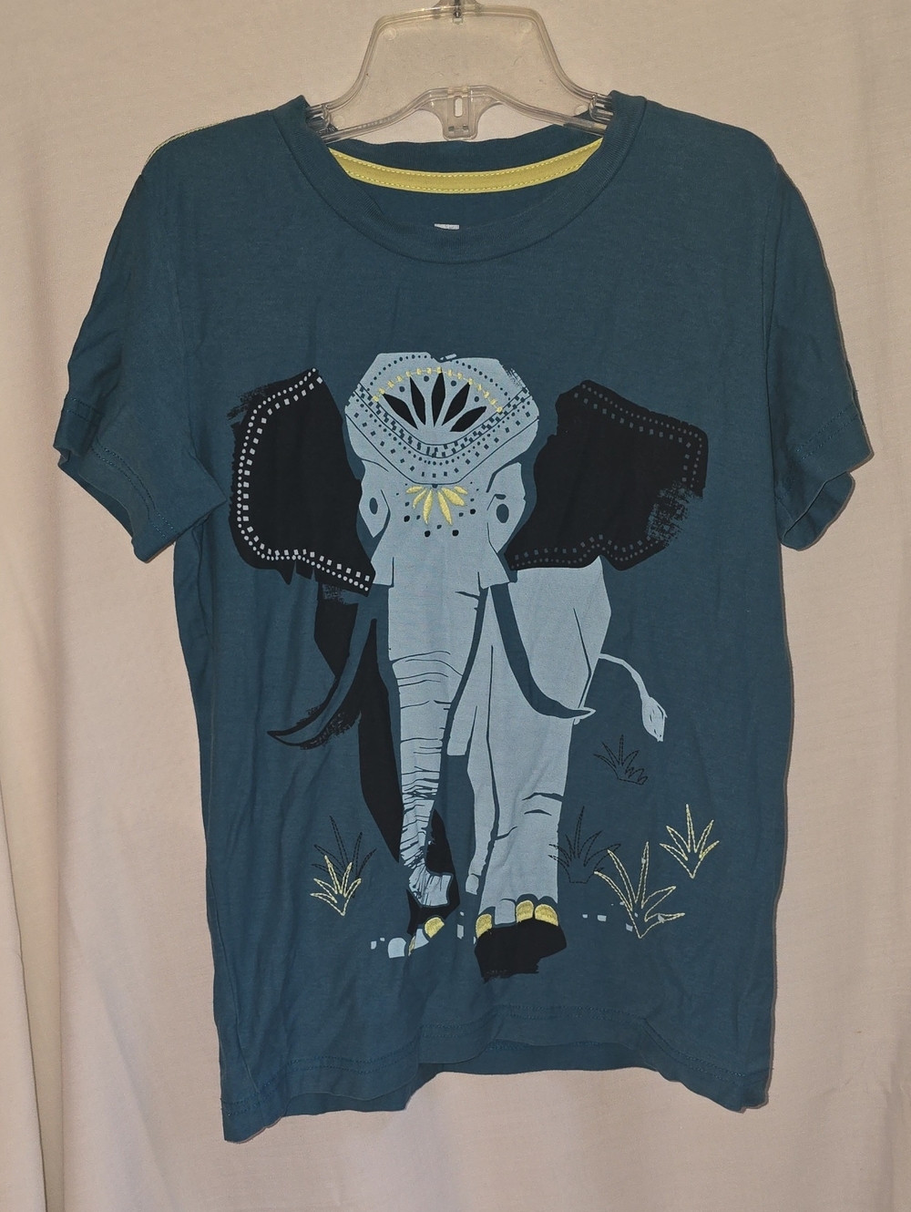 Tea Collection Teal Elephant Graphic Tee with Yellow Accents